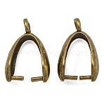 Grade AA Brass Ice Pick Pinch Bails for Pendant Making, Cadmium Free & Nickel Free & Lead Free, Antique Bronze, 14x7x5mm, Hole: 2mm, Pin: 1mm(X-KK-M008-b-06AB-NR)