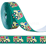 10 Yards Back To School Theme Polyester Grosgrain Ribbon, Printed Ribbon for Garment Accessories, Gift Wrapping, Green, 7/8 inch(22mm)(OCOR-WH0082-82A)