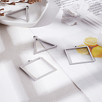 4Pcs 2 Styles Ion Plating(IP) 304 Stainless Steel Open Back Bezel Pendants, For DIY UV Resin, Epoxy Resin, Pressed Flower Jewelry, Square & Triangle, Matte Stainless Steel Color, 29~31x28~30x3mm, Hole: 2mm, 2pcs/style(STAS-LP0005-38)