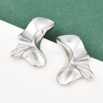 304 Stainless Steel Nuggets Stud Earrings, Stainless Steel Color, 34x23mm(EJEW-K268-77P)