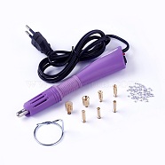 Hotfix Rhinestone Applicator Tool, Type C Plug(European Plug), with Random Color SS16 Rhinestone, Medium Purple, 18.5x4x2.3cm(TOOL-J011-03B)