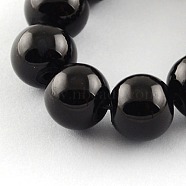 Painted Glass Bead Strands, Baking Paint, Round, Black, 6mm, Hole: 1.3~1.6mm, about 133pcs/strand, 31.4 inch(X-DGLA-S071-6mm-90)