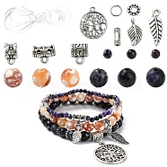 DIY Natural Fire Crackle Agate Stretch Bracelet Making Kit, Antique Silver, 4mm, Hole: 0.8mm(DIY-YW0008-50)