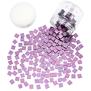 Glass Cabochons, Mosaic Tiles, for Home Decoration or DIY Crafts, Square, Purple, 10x10x3.5mm, about 238pcs/box(GLAA-PH0007-86)
