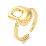 Brass Open Cuff Rings, for Women, Lead Free & Cadmium Free, Real 18K Gold Plated, Letter D, 11mm, Adjustable(RJEW-U008-06D-G)