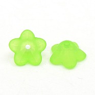 Chunky Green Transparent Frosted Flower Acrylic Beads, about 13mm in diameter, 7mm thick, hole:1mm(X-PL560-5)