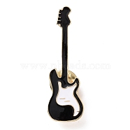 Guitar Enamel Pin, Light Gold Plated Alloy Badge for Backpack Clothes, Black, 46x14x1.5mm(JEWB-G012-G01)