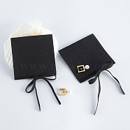 Microfiber Jewelry Storage Gift Pouches, Envelope Bags with Flap Cover, for Jewelry, Watch Packaging, Square, Black, 6x6cm(PAAG-PW0010-003A-03)