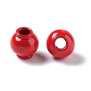 Spray Painted Alloy Bead, Lantern, Crimson, 8x4.5mm, Hole: 3.5mm(PALLOY-H134-35)