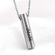 Stainless Steel Urn Ashes Necklaces, Column with Word Mom Pendant Necklace, Stainless Steel Color, No Size(NQ6466-2)