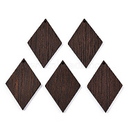 Natural Wenge Wood Pendants, Undyed, Rhombus Charms, Coconut Brown, 47.5x31.5x3.5mm, Hole: 2mm(WOOD-T023-46B-01)