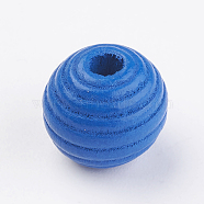 Natural Maple Wood Beehive Beads, Dyed, Round, Dodger Blue, 13~14x13mm, Hole: 3~4mm, about 640pcs/500g(WOOD-Q030-48G)
