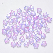 Transparent Glass Beads, Star, Colorful, 8x8.5x4mm, Hole: 1mm(X-GLAA-R211-04-A01)
