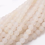 Dyed Frosted Natural Agate Round Beads Strands, PapayaWhip, 10mm, Hole: 1mm, about 38pcs/strand, 14.5 inch(G-E322B-10mm-09)