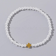 Cross Fashionable Imitation Pearl Bead Stretch Bracelets for Women(BC8772-2)