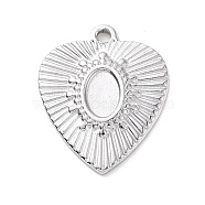 304 Stainless Steel Pendant Cabochon Settings, Heart, Stainless Steel Color, Tray: 4x6mm, 19x16x1.5mm, Hole: 1.2mm(X-STAS-G287-11P)