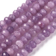 Dyed Natural Malaysia Jade Rondelle Beads Strands, Faceted, Violet, 4x2~3mm, Hole: 1mm, about 115pcs/strand, 14 inch(X-G-E316-2x4mm-39)