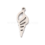 Non-Tarnish 201 Stainless Steel Pendants, Laser Cut, Conch Charm, Stainless Steel Color, 20.5x8x1mm, Hole: 1.5mm(STAS-U016-09P-01)