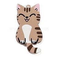 Acrylic Pendants, Cat Theme, Tan, 40x20x2.2mm, Hole: 1.5mm(OACR-B023-01C-12)