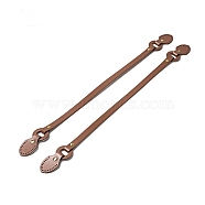 Leaf End Cowhide Leather Sew On Bag Handles, with Brass Findings, Bag Strap Replacement Accessories, Saddle Brown, 59.7x4x1.3cm, Hole: 1.6mm(FIND-D027-15A)