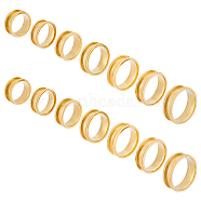 14pcs 7 size Unisex Titanium Steel Grooved Finger Ring Sets, Wide Band Rings, Golden, Inner Diameter: 16~22.1mm, Slot: 4mm, 2Pcs/size(RJEW-UN0002-65G)