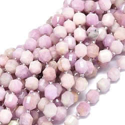 Natural Kunzite/Spodumene Beads Strands, with Seed Beads, Faceted, Bicone, Double Terminated Point Prism Beads, 9~10.5x8~10mm, Hole: 0.8mm, about 31pcs/strand, 15.16 inch(38.5cm)(G-O201B-93)
