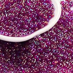 Glass Seed Beads, Transparent Colours, AB Color, Peanut, Purple, 2~2.5x4x2mm, Hole: 0.8~0.9mm, about 15000pcs/pound(SEED-A033-02A-02)