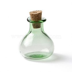 Miniature Glass Bottles, with Cork Stoppers, Empty Wishing Bottles, for Dollhouse Accessories, Jewelry Making, Lime Green, 27.5x21mm(GLAA-H019-03E)