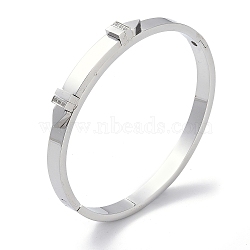 Arrow 304 Stainless Steel with Crystal Rhinestone Hinged Bangles, Stainless Steel Color, 1/4 inch(0.6cm), Inner Diameter: 1-7/8x2-1/4 inch(4.9x5.8cm)(BJEW-G700-03P)