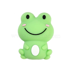 Silicone Beads, DIY Nursing Necklaces and Bracelets Making, Chewing Pendants For Teethers, Cartoon Animal, Green, Frog, 24.5x18.5x12mm, Hole: 2mm(SIL-Q028-01E)