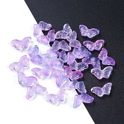Electroplate Transparent Glass Beads, Butterfly, Violet, 14.5x8x3.5mm, Hole: 0.8mm(X-EGLA-L027-E-C02)