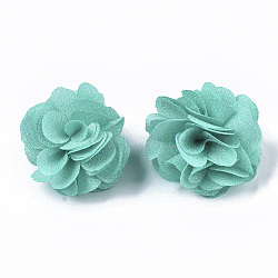 Polyester Fabric Flowers, for DIY Headbands Flower Accessories Wedding Hair Accessories for Girls Women, Turquoise, 34mm(FIND-R076-02G-1)