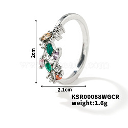 Fashionable European and American Style Brass Rhinestones Leaf Cuff Ring for Women(SP8903-6)