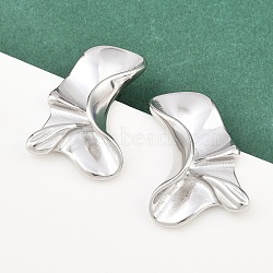 304 Stainless Steel Nuggets Stud Earrings, Stainless Steel Color, 34x23mm(EJEW-K268-77P)