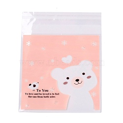 Rectangle OPP Self-Adhesive Cookie Bags, for Baking Packing Bags, Bear Pattern, 13x9.9x0.01cm, about 95~100pcs/bag(OPP-I001-A01)