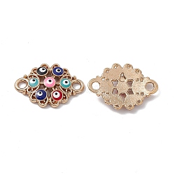 Alloy Enamel Connector Charms, Flower Links with Colorful Evil Eye, Golden, 20.7x29.5x4mm, Hole: 3.3mm(FIND-A024-40G)