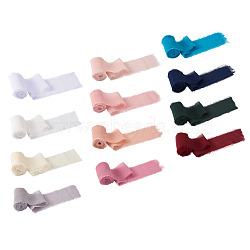 Polyester Ribbon, Fringe Chiffon Silk-Like Ribbon, for Wedding Invitations, Bouquets, Gift Wrapping, Mixed Color, 2 inch(50mm), 12 colors, 2.5m/color, 30m/set(OCOR-TA0001-27)