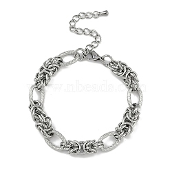 304 Stainless Steel Oval & Knot Link Bracelets for Men Women, Elaborate Polishing, Stainless Steel Color, 6-7/8 inch(17.5cm)(BJEW-G725-02P)