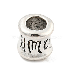 Tibetan Style Alloy European Beads, Cadmium Free & Lead Free, Large Hole Beads, Column with Rune, Antique Silver, 8x8mm, Hole: 4.5mm, about 934pcs/1000g(FIND-M011-17AS)