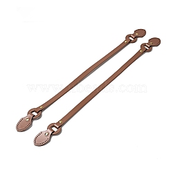 Leaf End Cowhide Leather Sew On Bag Handles, with Brass Findings, Bag Strap Replacement Accessories, Saddle Brown, 59.7x4x1.3cm, Hole: 1.6mm(FIND-D027-15A)