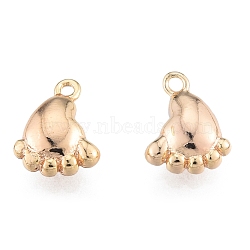 Brass Charms, Cadmium Free & Nickel Free & Lead Free, Baby Foot, Real 18K Gold Plated, 11x8.5x3.5mm, Hole: 1.2mm(KK-L207-003G)