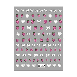 Bowknot & Strawberry Self Adhesive 5D Embossed Nail Art Stickers, DIY Nail Art Decoration, Fuchsia, 105x80mm(PW-WG579ED-02)