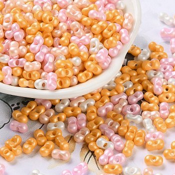 Glass Seed Beads, Opaque Colours Luster, Peanut, Colorful, 5~6x2.5~3x3~3.5mm, Hole: 1~1.2mm, about 5000pcs/pound