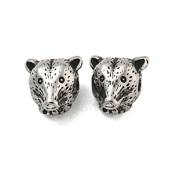 Animal 304 Stainless Steel Beads, Antique Silver, Leopard, 9.5x9.5x8.5mm, Hole: 2mm