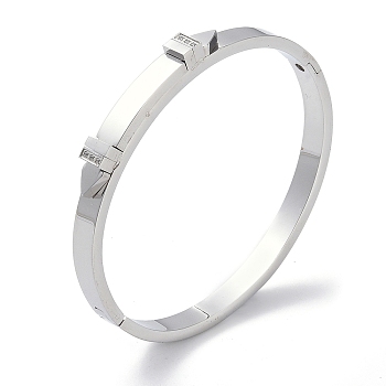 Arrow 304 Stainless Steel with Crystal Rhinestone Hinged Bangles, Stainless Steel Color, 1/4 inch(0.6cm), Inner Diameter: 1-7/8x2-1/4 inch(4.9x5.8cm)