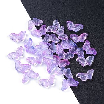 Electroplate Transparent Glass Beads, Butterfly, Violet, 14.5x8x3.5mm, Hole: 0.8mm