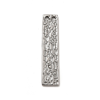 304 Stainless Steel Connector Charms, Textured Rectangle Links, Stainless Steel Color, 30x7x1mm, Hole: 1.5mm