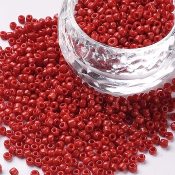 12/0 Glass Seed Beads, Opaque Colours Seed, Small Craft Beads for DIY Jewelry Making, Round, Round Hole, Crimson, 12/0, 2mm, Hole: 1mm, about 3333pcs/50g, 50g/bag, 18bags/2pounds