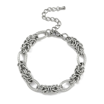 304 Stainless Steel Oval & Knot Link Bracelets for Men Women, Elaborate Polishing, Stainless Steel Color, 6-7/8 inch(17.5cm)