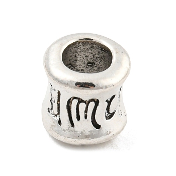 Tibetan Style Alloy European Beads, Cadmium Free & Lead Free, Large Hole Beads, Column with Rune, Antique Silver, 8x8mm, Hole: 4.5mm, about 934pcs/1000g